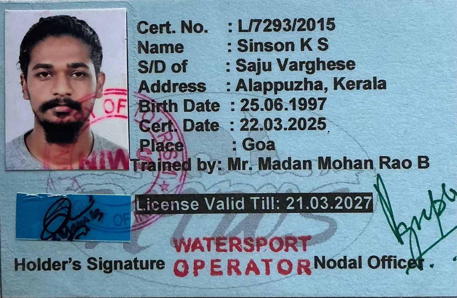 Amphibianz official government kayaking certification Kerala