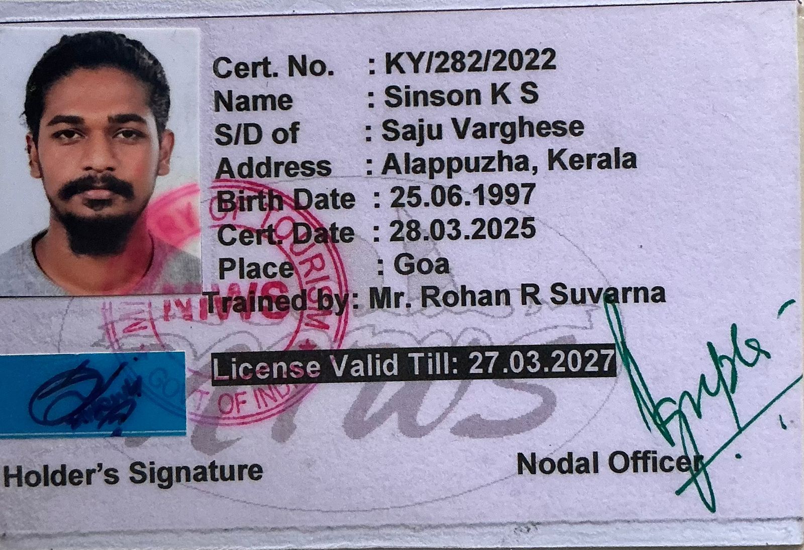 Amphibianz official government kayaking certification Kerala