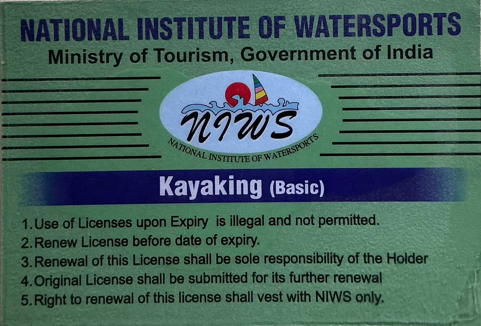 Amphibianz official government kayaking certification Kerala